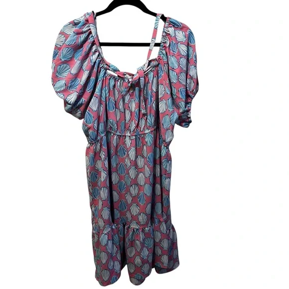 Simply southern pink blue seashells shells preppy beach spring summer dress xl - Picture 4 of 7